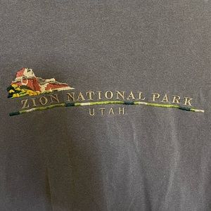 Embroidered Zion National Park Brown T Shirt